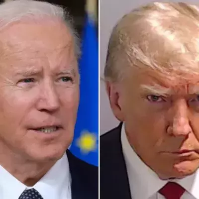 Joe Biden scherzt über Polizeifoto von Donald Trump