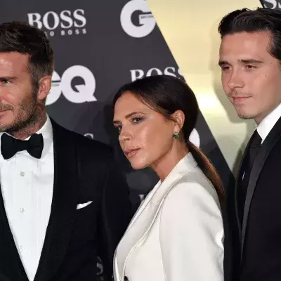 David, Victoria und Brooklyn Beckham
