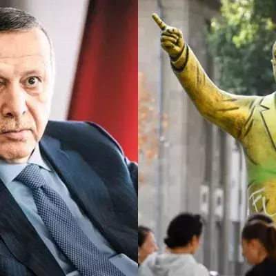 Goldene Erdogan-Statue in Deutschland: Erste Zwischenfälle