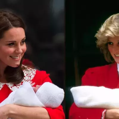 Kate und Diana mit ihren Babies vor dem Lindo Wing des St Mary's Hospital